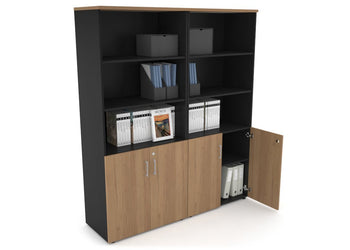 Uniform Large Storage Cupboard with Small Doors [1600W x 1870H x 450D] Jasonl Black salvage oak silver handle