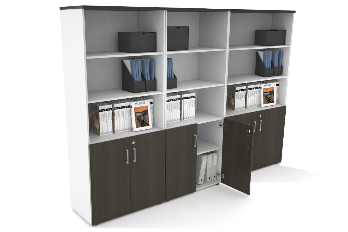 Uniform Large Storage Cupboard with Small Doors [2400W x 1870H x 450D] Jasonl White dark oak silver handle
