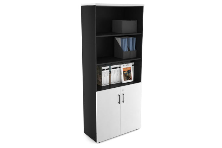 Uniform Large Storage Cupboard with Small Doors [800W x 1870H x 350D] Jasonl Black white black handle