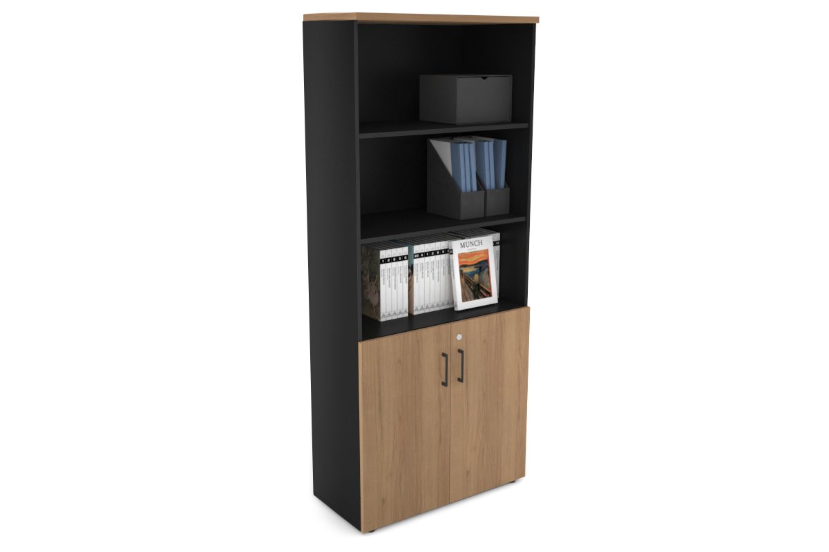 Uniform Large Storage Cupboard with Small Doors [800W x 1870H x 350D] Jasonl Black salvage oak black handle