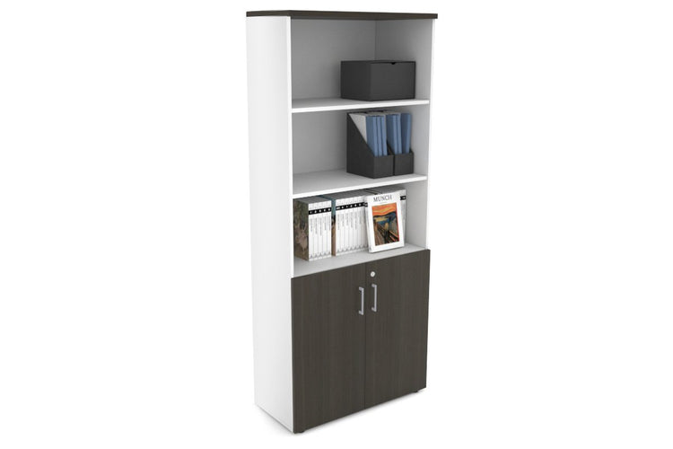 Uniform Large Storage Cupboard with Small Doors [800W x 1870H x 350D] Jasonl White dark oak silver handle