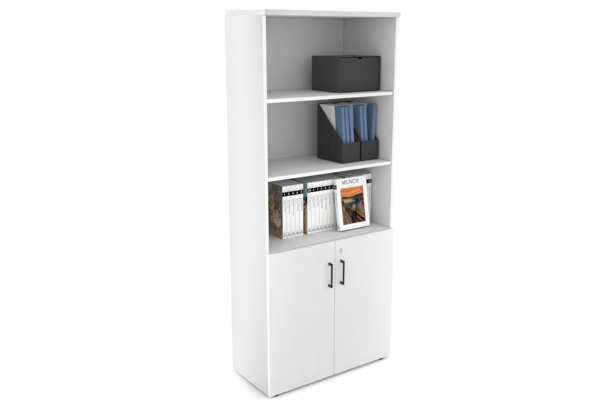 Uniform Large Storage Cupboard with Small Doors [800W x 1870H x 350D] Jasonl White white black handle