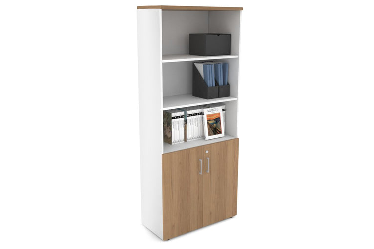 Uniform Large Storage Cupboard with Small Doors [800W x 1870H x 350D] Jasonl White salvage oak silver handle