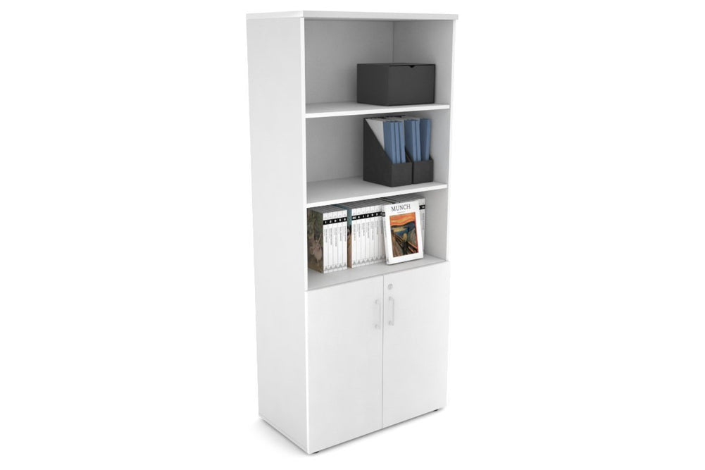 Uniform Large Storage Cupboard with Small Doors [800W x 1870H x 450D]-White white white handle