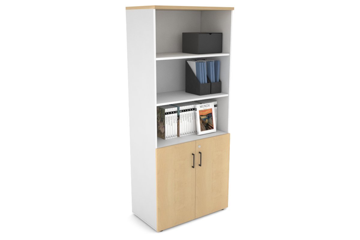 Uniform Large Storage Cupboard with Small Doors [800W x 1870H x 450D] Jasonl White maple black handle