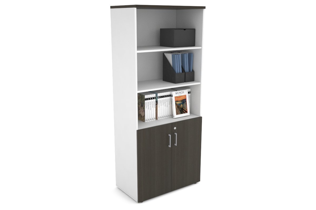 Uniform Large Storage Cupboard with Small Doors [800W x 1870H x 450D] Jasonl White dark oak silver handle