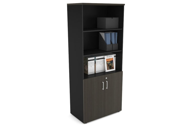 Uniform Large Storage Cupboard with Small Doors [800W x 1870H x 450D] Jasonl Black dark oak white handle