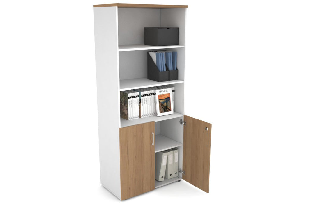 Uniform Large Storage Cupboard with Small Doors [800W x 1870H x 450D]-Black dark oak black handle