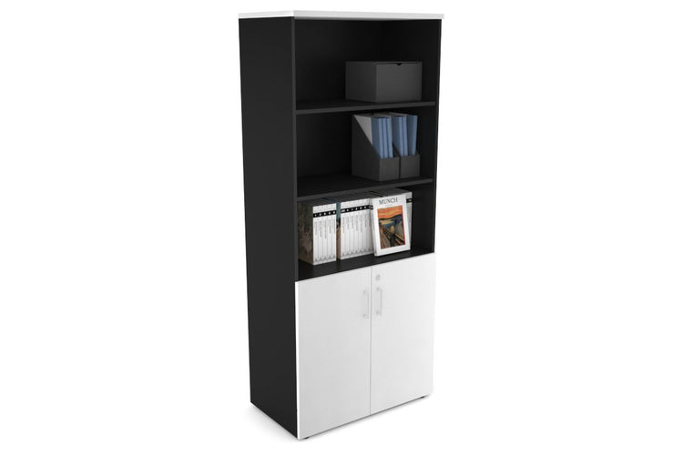 Uniform Large Storage Cupboard with Small Doors [800W x 1870H x 450D] Jasonl Black white white handle