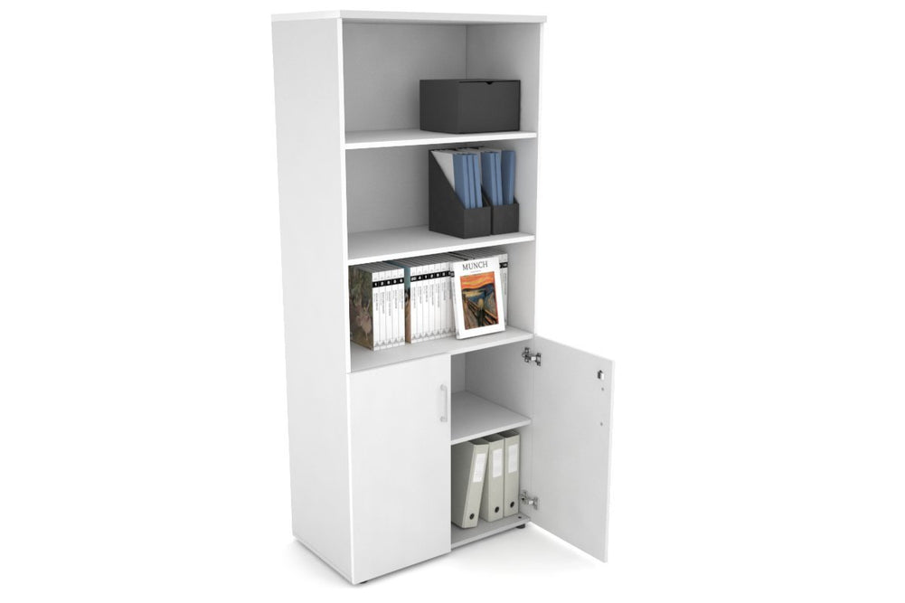 Uniform Large Storage Cupboard with Small Doors [800W x 1870H x 450D]-Black dark oak black handle