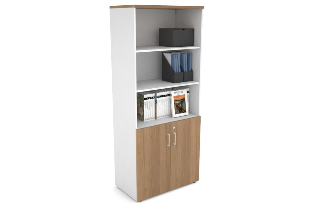 Uniform Large Storage Cupboard with Small Doors [800W x 1870H x 450D]-White salvage oak white handle