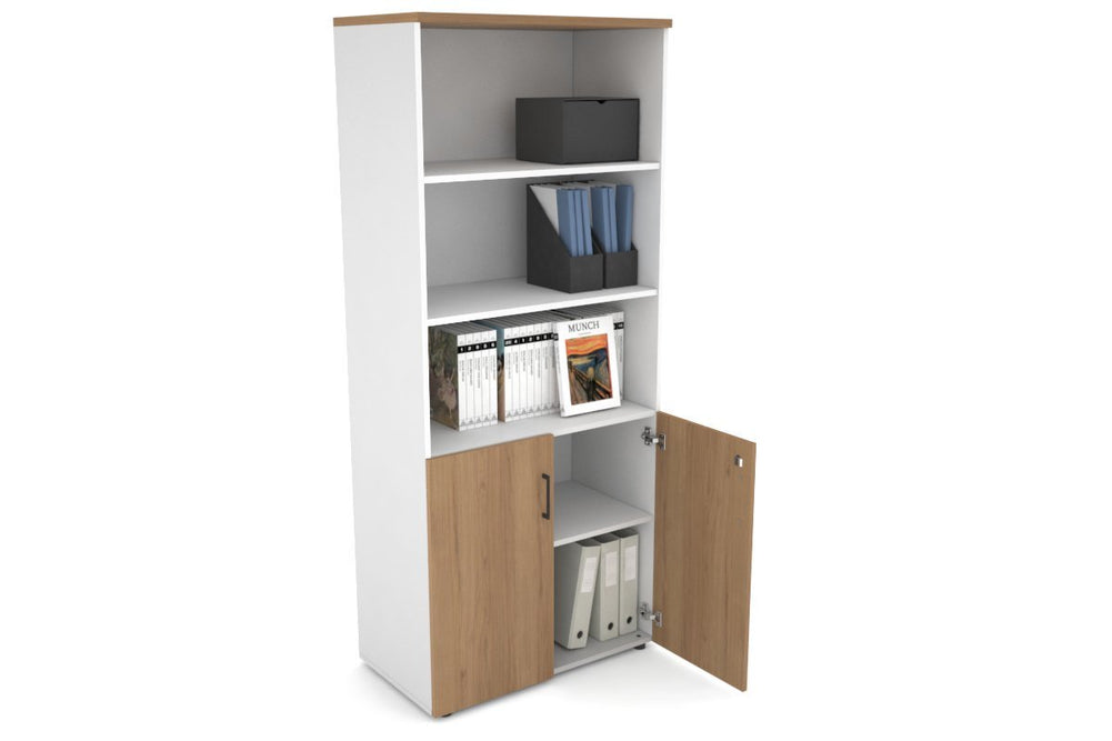 Uniform Large Storage Cupboard with Small Doors [800W x 1870H x 450D]-Black dark oak black handle