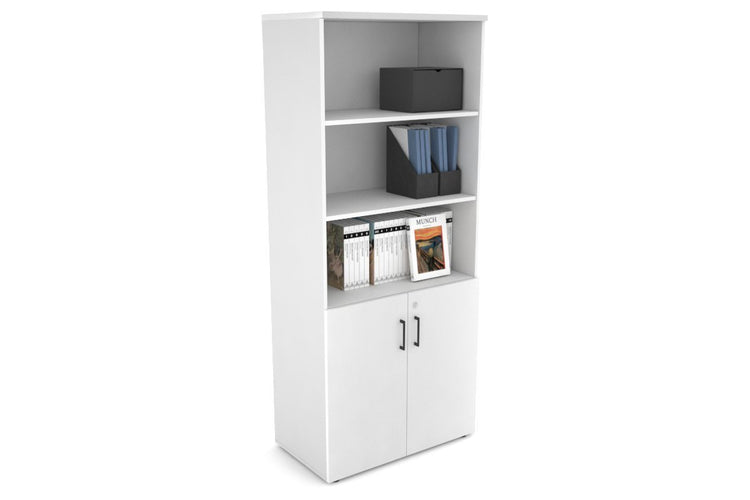 Uniform Large Storage Cupboard with Small Doors [800W x 1870H x 450D] Jasonl White white black handle