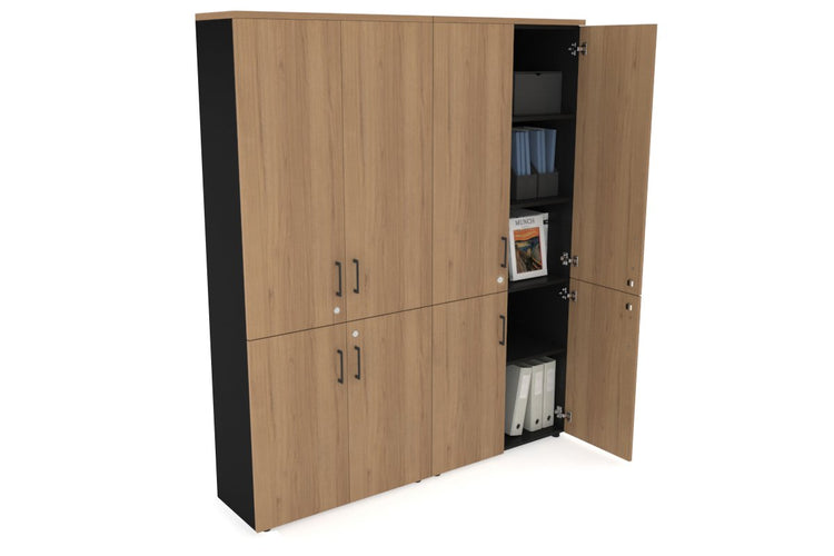 Uniform Large Storage Cupboard with Small & Medium Doors [1600W x 1870H x 350D] Jasonl Black salvage oak black handle