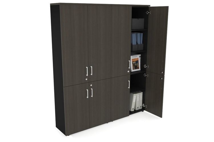 Uniform Large Storage Cupboard with Small & Medium Doors [1600W x 1870H x 350D] Jasonl Black dark oak white handle