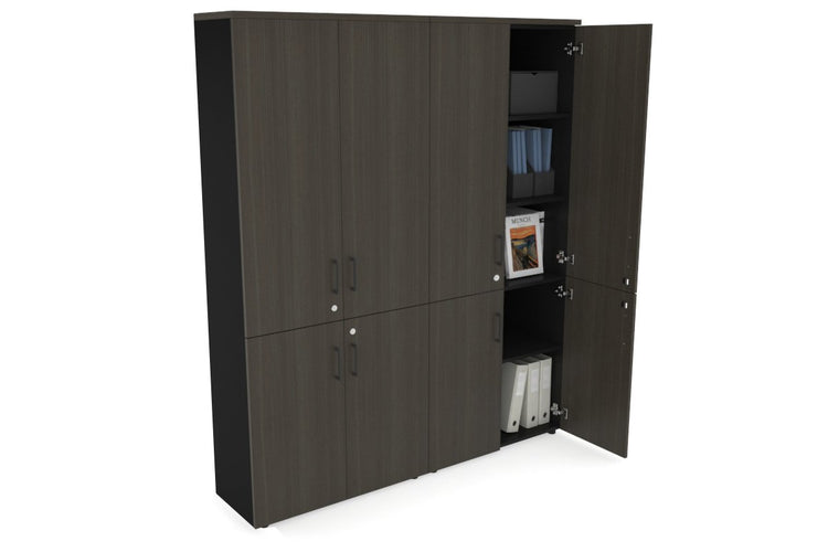 Uniform Large Storage Cupboard with Small & Medium Doors [1600W x 1870H x 350D] Jasonl Black dark oak black handle