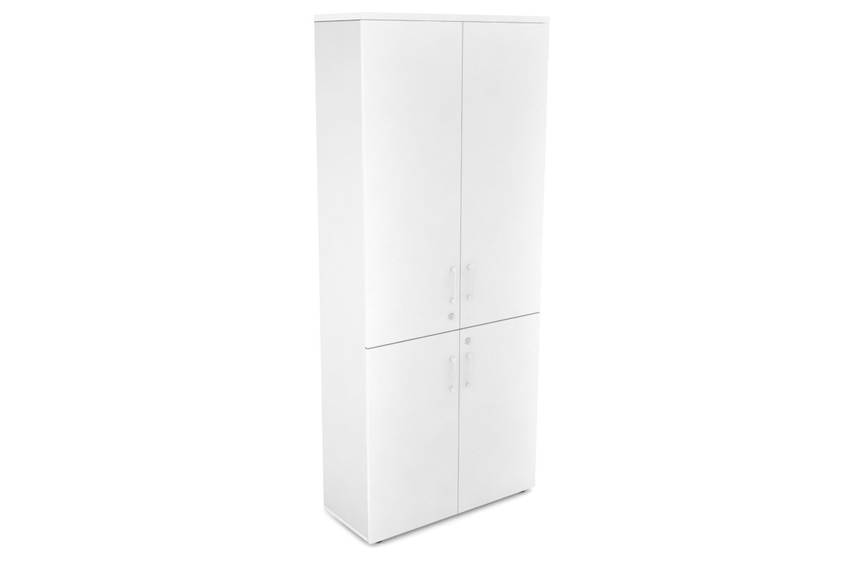 Uniform Large Storage Cupboard with Small & Medium Doors [800W x 1870H x 350D] Jasonl White white white handle