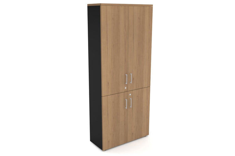Uniform Large Storage Cupboard with Small & Medium Doors [800W x 1870H x 350D] Jasonl Black salvage oak silver handle