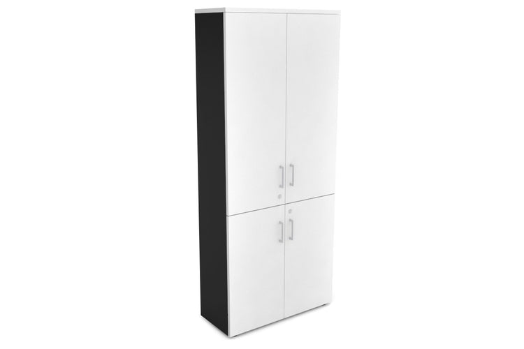 Uniform Large Storage Cupboard with Small & Medium Doors [800W x 1870H x 350D] Jasonl Black white silver handle