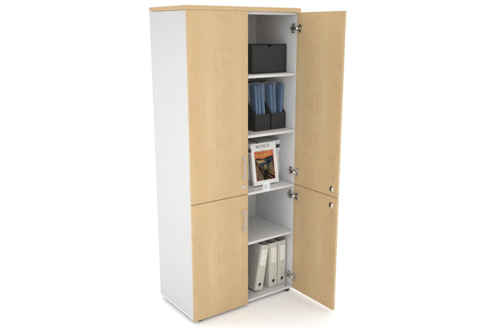 Uniform Large Storage Cupboard with Small & Medium Doors [800W x 1870H x 450D]-Black dark oak black handle