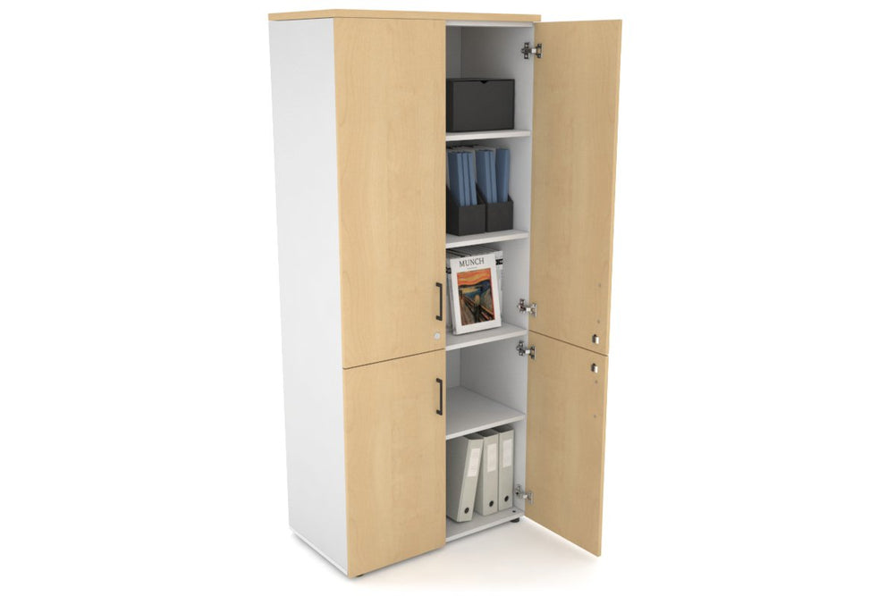 Uniform Large Storage Cupboard with Small & Medium Doors [800W x 1870H x 450D]-Black dark oak black handle