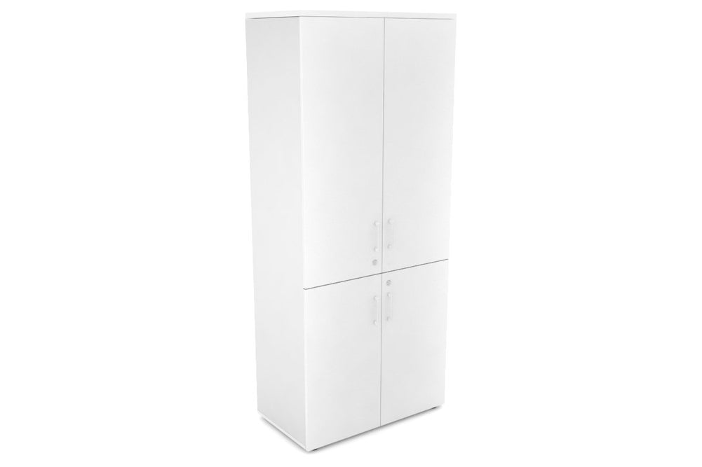 Uniform Large Storage Cupboard with Small & Medium Doors [800W x 1870H x 450D]-White white white handle