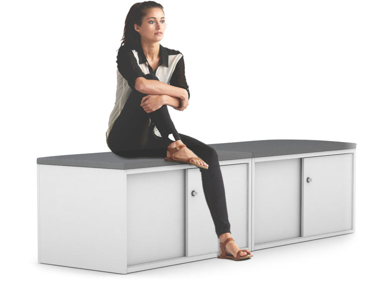 Uniform Low Sliding 4 Door Credenza - Top Cushion [White] Jasonl 