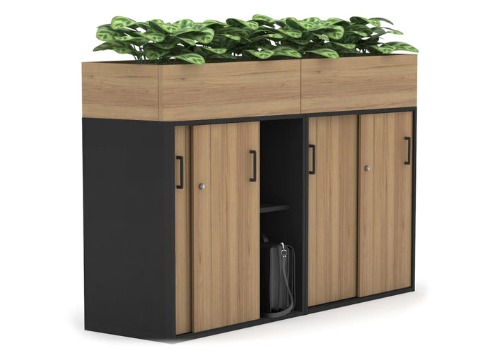 Uniform Medium Credenza + Planter Box [1600W x 1125H x 428D] Jasonl Black salvage oak black handle