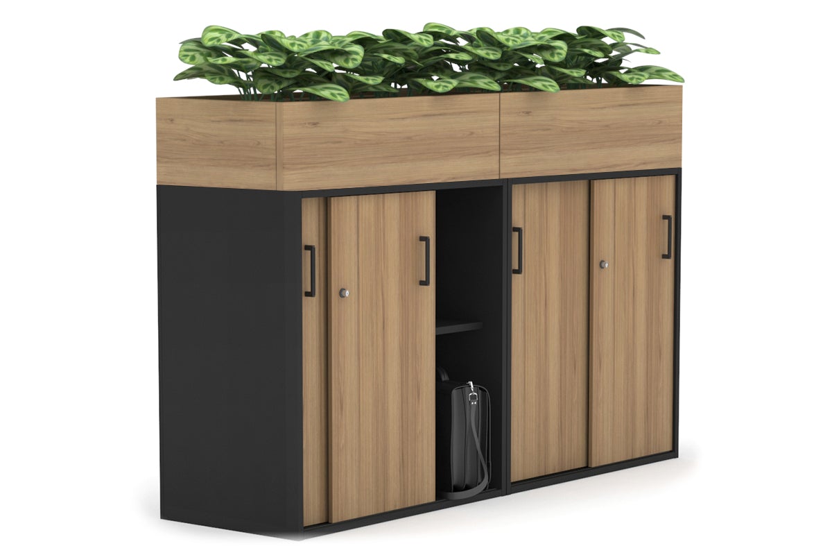 Uniform Medium Credenza + Planter Box [1600W x 1125H x 428D] Jasonl Black salvage oak black handle
