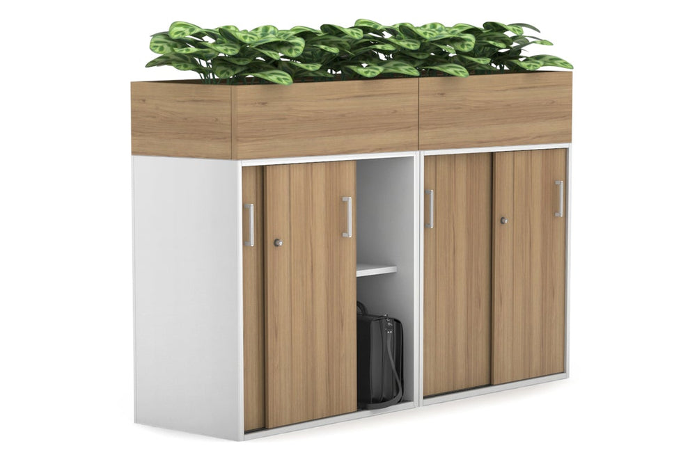 Uniform Medium Credenza + Planter Box [1600W x 1125H x 428D]-White salvage oak white handle