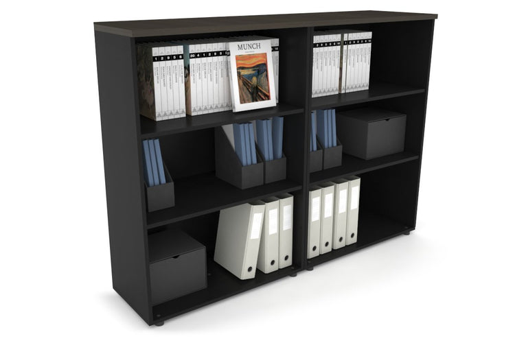 Uniform Medium Open Bookcase [1600W x 1170H x 350D] Jasonl Black dark oak 