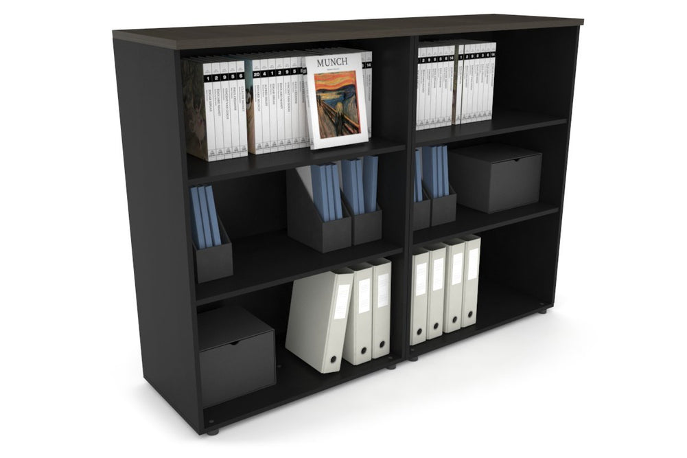 Uniform Medium Open Bookcase [1600W x 1170H x 450D]-Black dark oak 