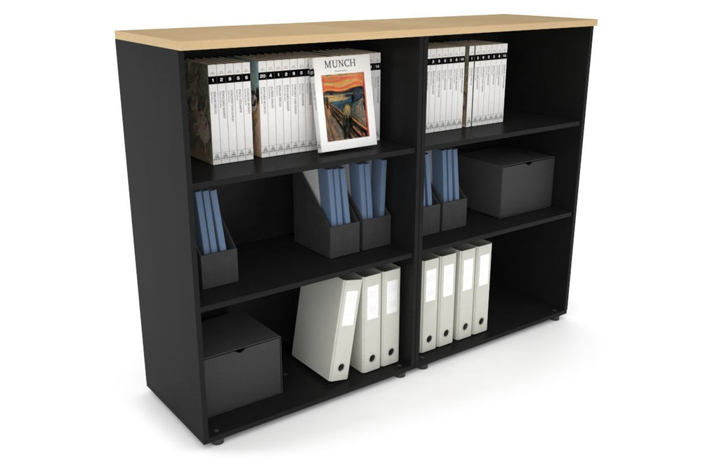 Uniform Medium Open Bookcase [1600W x 1170H x 450D]-Black maple 