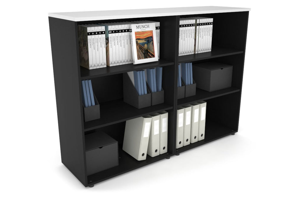 Uniform Medium Open Bookcase [1600W x 1170H x 450D]-Black white 