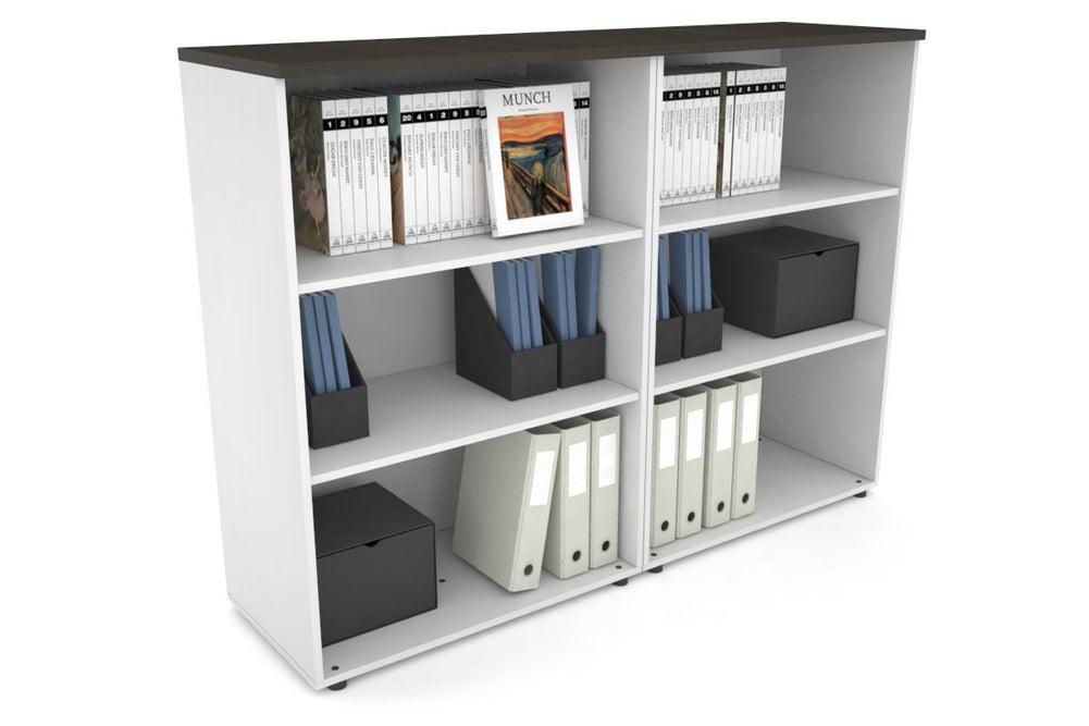 Uniform Medium Open Bookcase [1600W x 1170H x 450D]-White dark oak 
