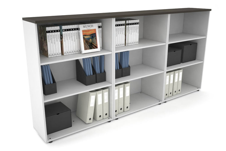 Uniform Medium Open Bookcase [2400W x 1170H x 350D] Jasonl White dark oak 