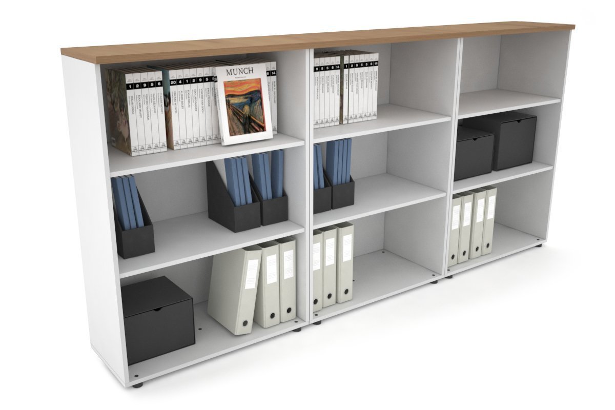 Uniform Medium Open Bookcase [2400W x 1170H x 350D] Jasonl White salvage oak 