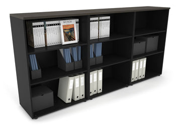 Uniform Medium Open Bookcase [2400W x 1170H x 450D] Jasonl Black dark oak 