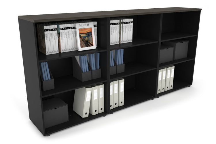 Uniform Medium Open Bookcase [2400W x 1170H x 450D] Jasonl Black dark oak 