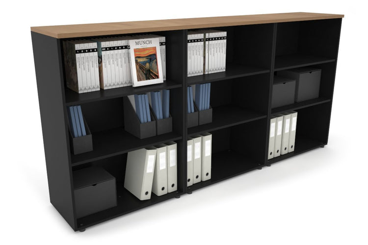 Uniform Medium Open Bookcase [2400W x 1170H x 450D] Jasonl Black salvage oak 