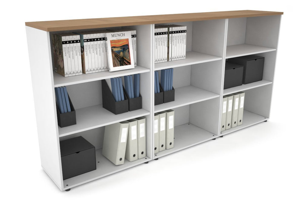Uniform Medium Open Bookcase [2400W x 1170H x 450D]-White salvage oak 