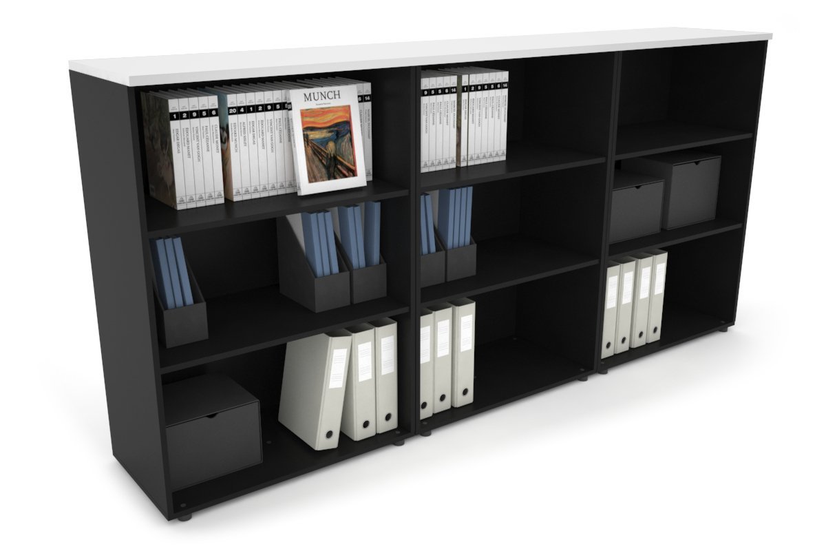 Uniform Medium Open Bookcase [2400W x 1170H x 450D] Jasonl Black white 
