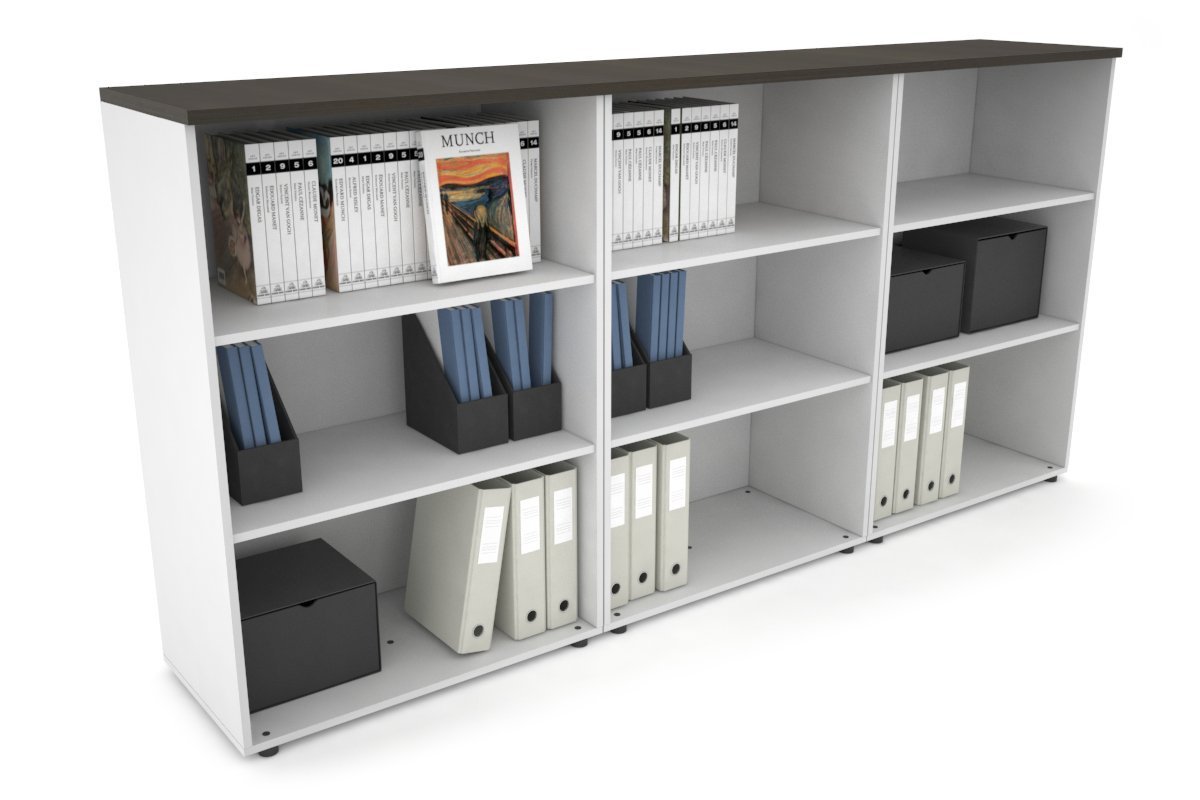 Uniform Medium Open Bookcase [2400W x 1170H x 450D] Jasonl White dark oak 