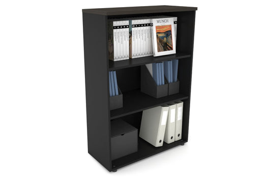 Uniform Medium Open Bookcase [800W x 1170H x 350D] Jasonl Black dark oak 