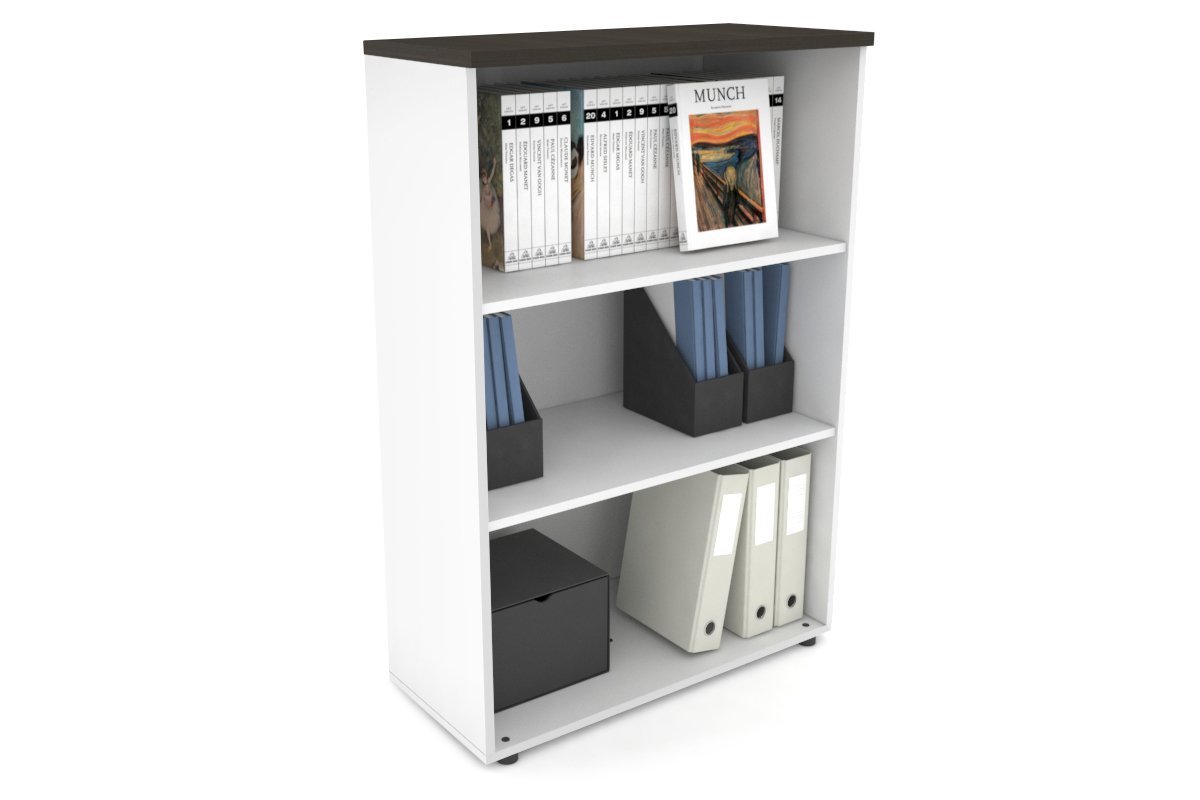 Uniform Medium Open Bookcase [800W x 1170H x 350D] Jasonl White dark oak 