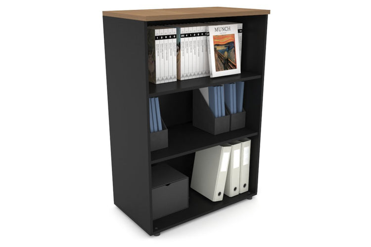 Uniform Medium Open Bookcase [800W x 1170H x 450D] Jasonl Black salvage oak 