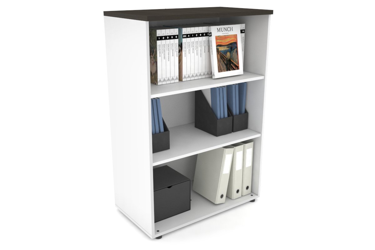 Uniform Medium Open Bookcase [800W x 1170H x 450D] Jasonl White dark oak 
