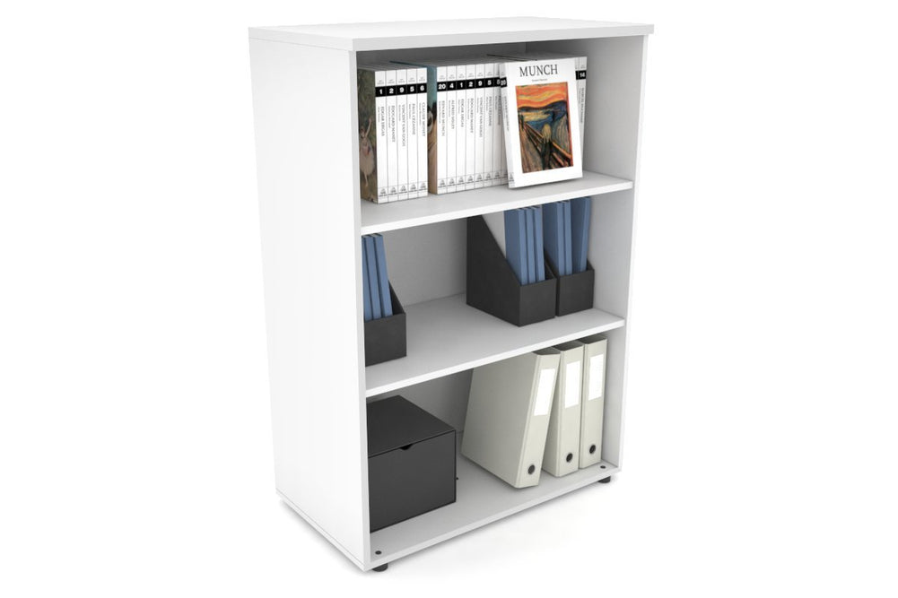 Uniform Medium Open Bookcase [800W x 1170H x 450D]-White white 