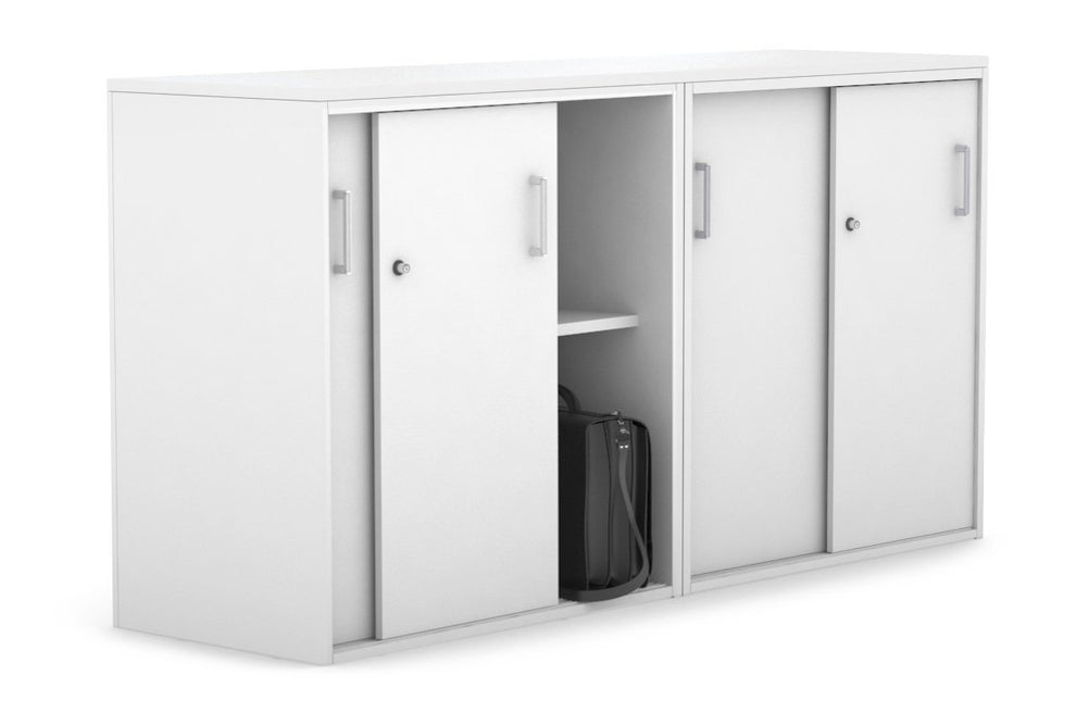 Uniform Medium Sliding Door Credenza [1600W x 900H x 450D]-White white white handle
