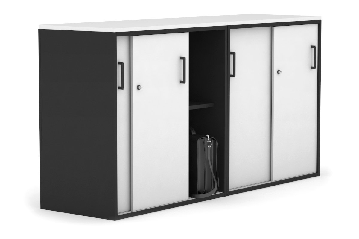 Uniform Medium Sliding Door Credenza [1600W x 900H x 450D] Jasonl Black white black handle